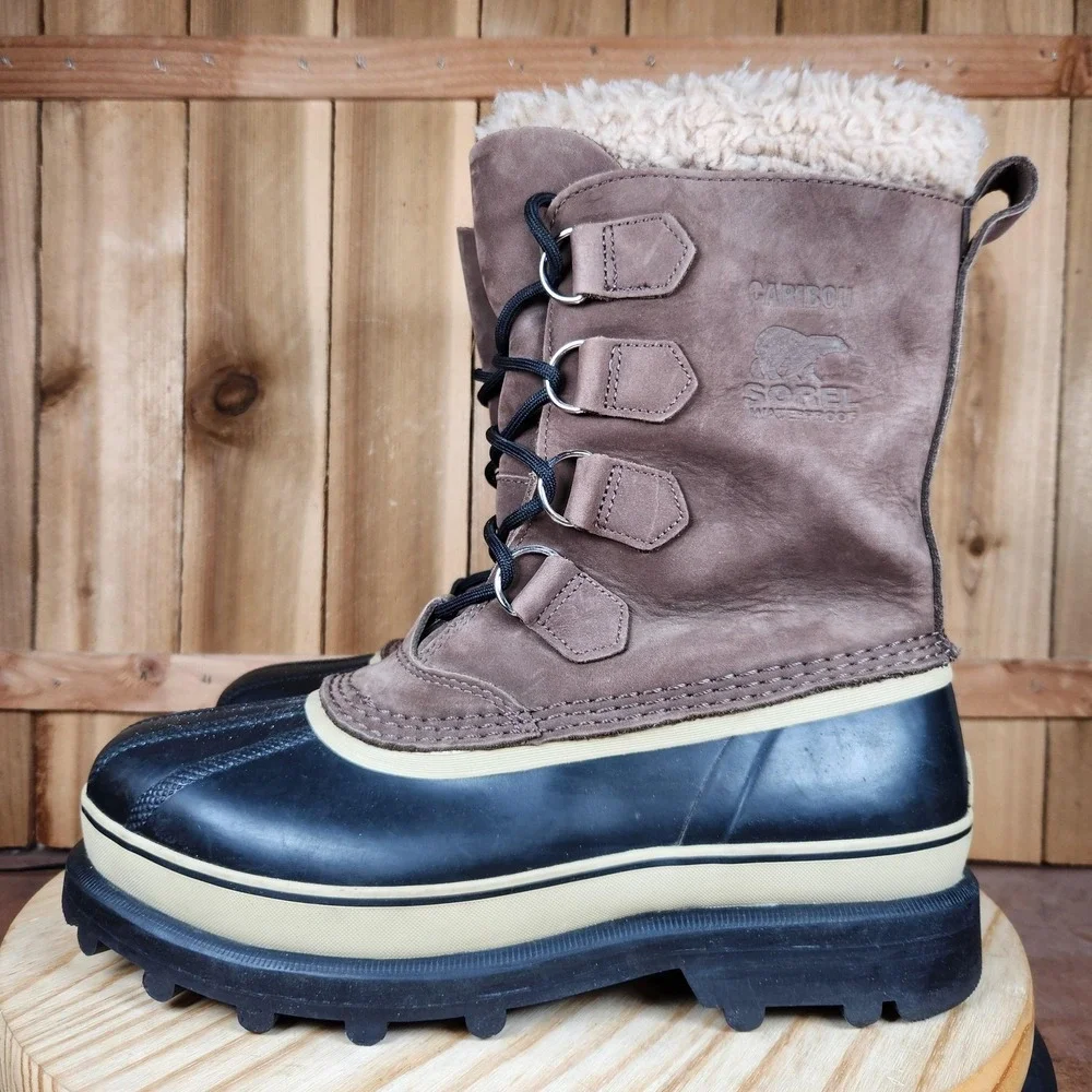 Sorel Caribou NM1000-238 Boots Mens 8.5 Brown Nubuck Waterproof Insulated Snow